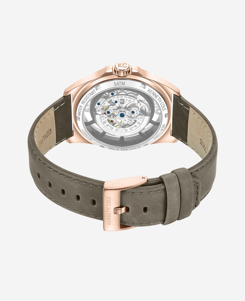 Skeleton Automatic Strap Watch Khaki