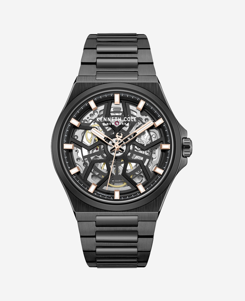 Skeleton Automatic Bracelet Watch Black