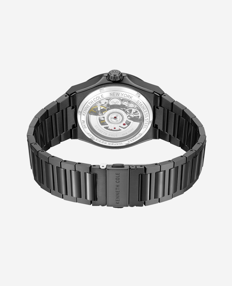 Skeleton Automatic Bracelet Watch Black