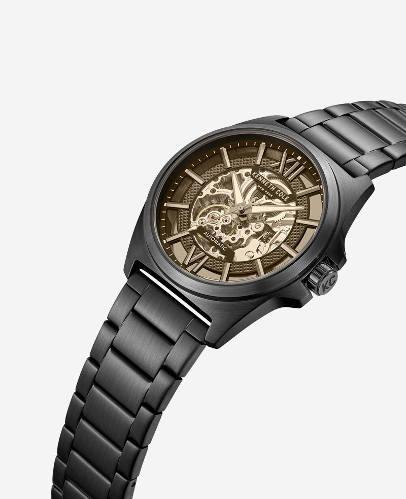 Skeleton Automatic Bracelet Watch Black