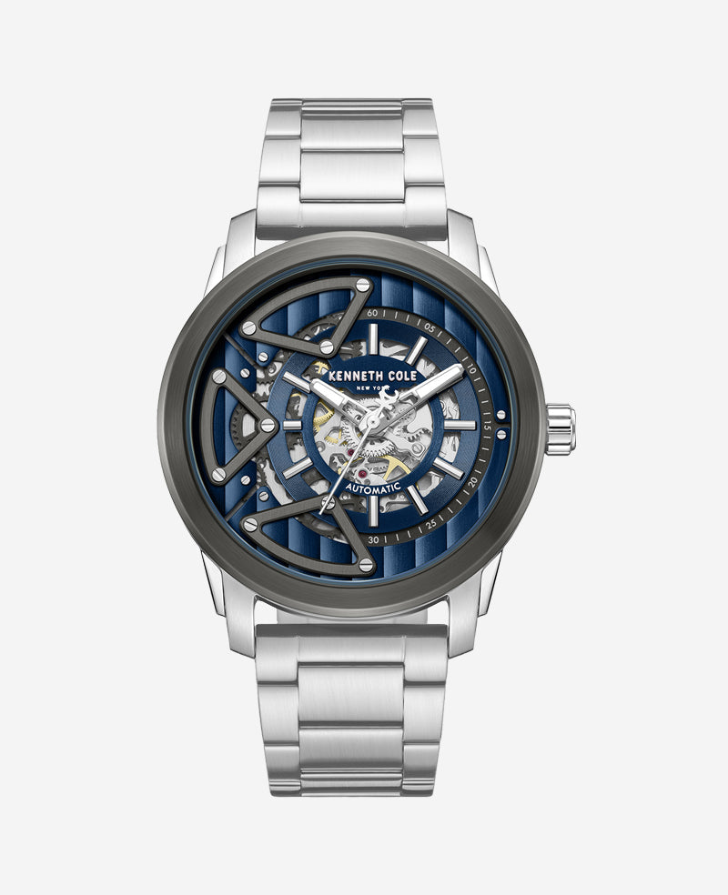 Skeleton Automatic Bracelet Watch Silver