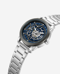 Skeleton Automatic Bracelet Watch Silver