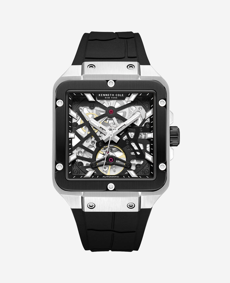 Skeleton Automatic Silicone Watch Black