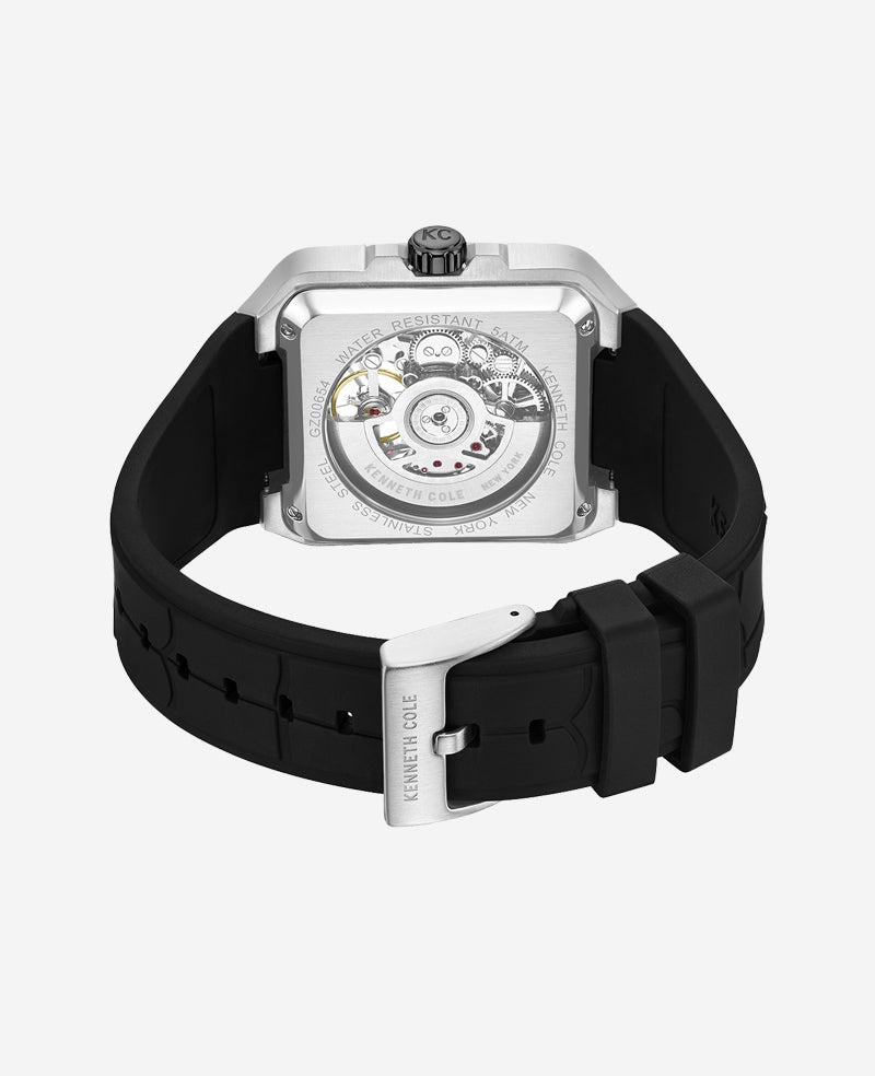 Skeleton Automatic Silicone Watch Black