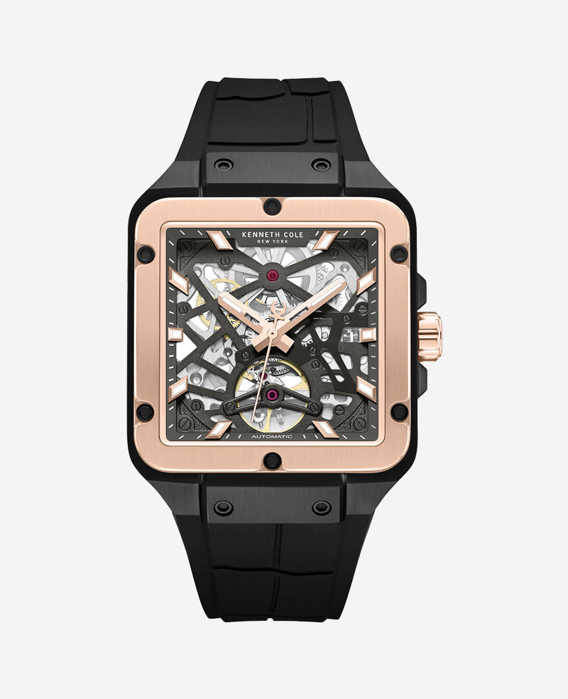 Skeleton Automatic Silicone Watch Black