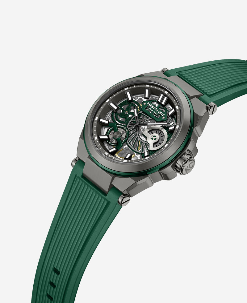 Skeleton Automatic Silicone Watch Green