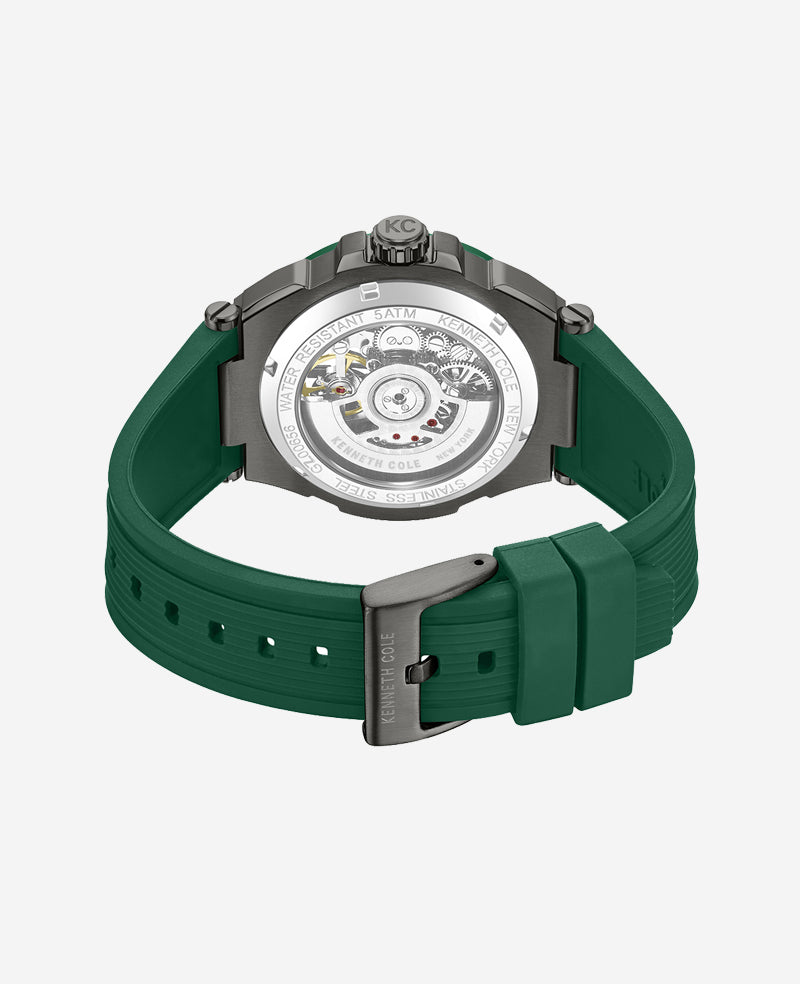 Skeleton Automatic Silicone Watch Green