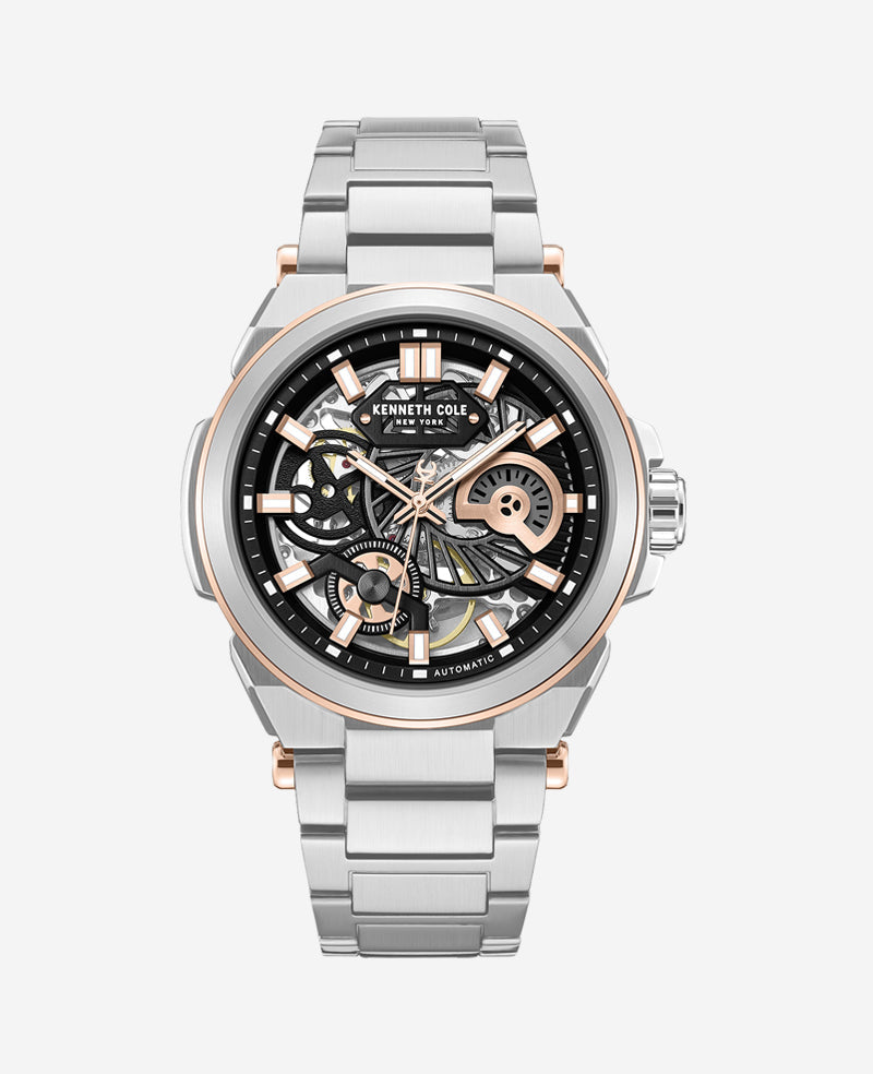 Skeleton Automatic Bracelet Watch Silver