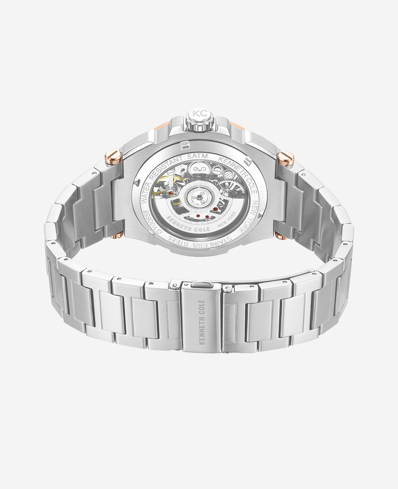 Skeleton Automatic Bracelet Watch Silver