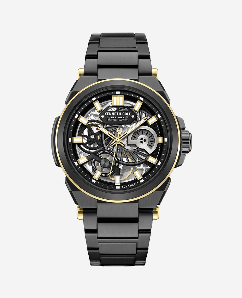Skeleton Automatic Bracelet Watch Black