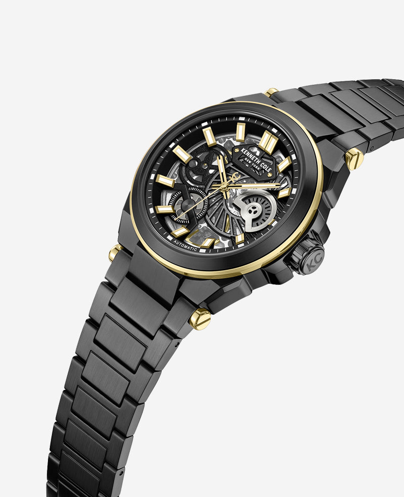 Skeleton Automatic Bracelet Watch Black