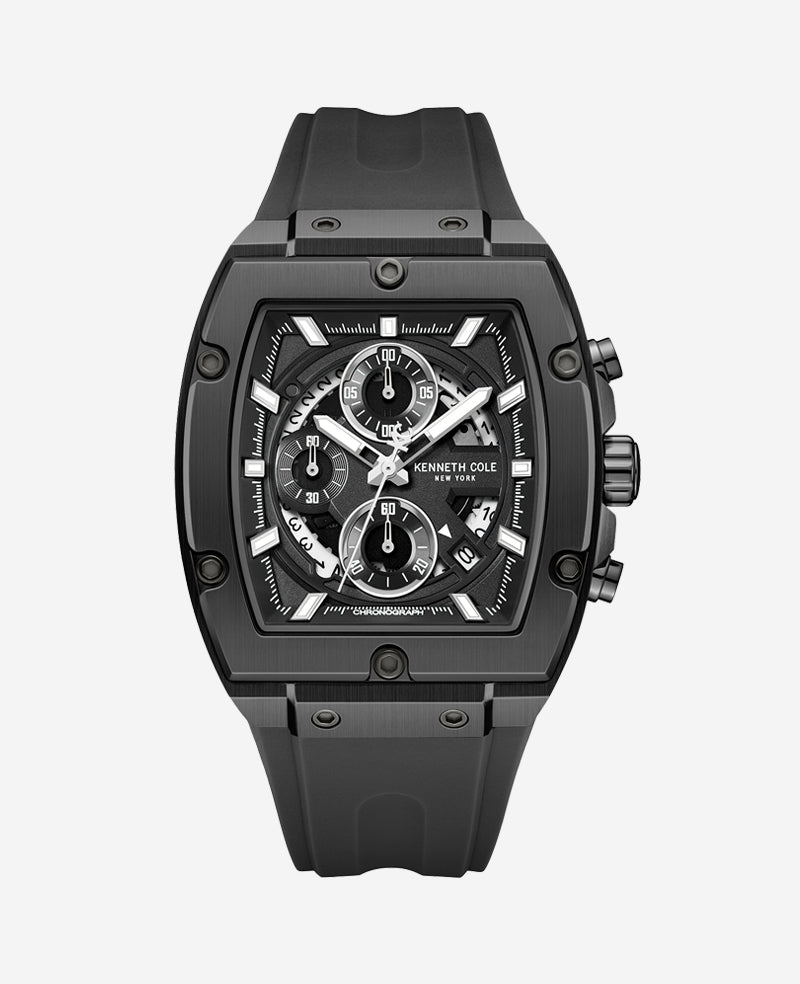 Chronograph Sport Silicone Watch Black