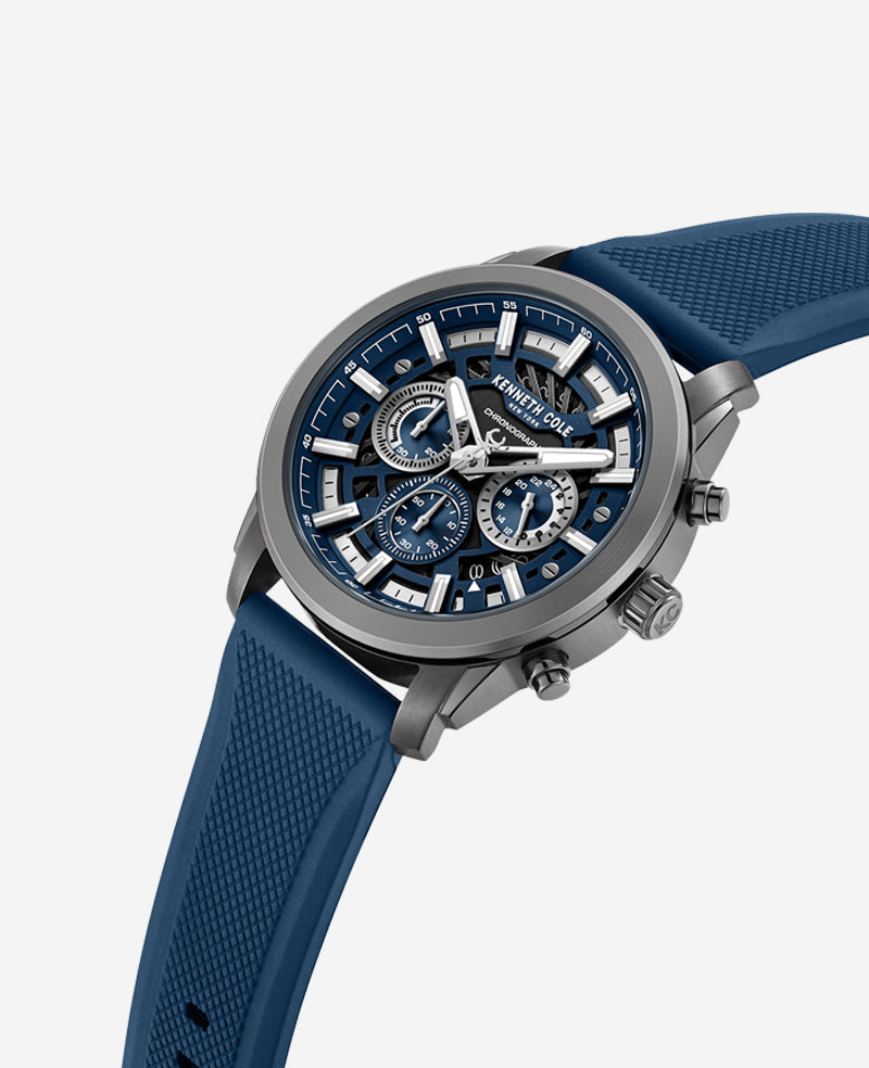 Chronograph Sport Silicone Watch Blue