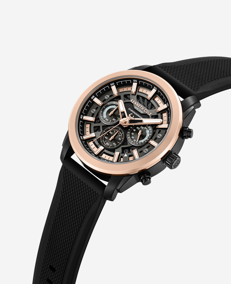 Chronograph Sport Silicone Watch Black