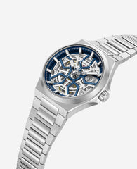 Skeleton Automatic Bracelet Watch Silver