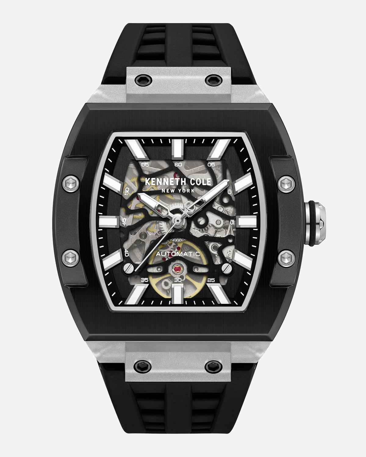 Skeleton Automatic Silicone Watch Black
