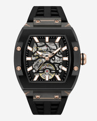 Skeleton Automatic Silicone Watch Black