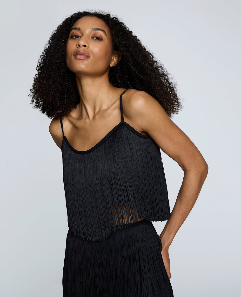 Fringe Cami Tank Black