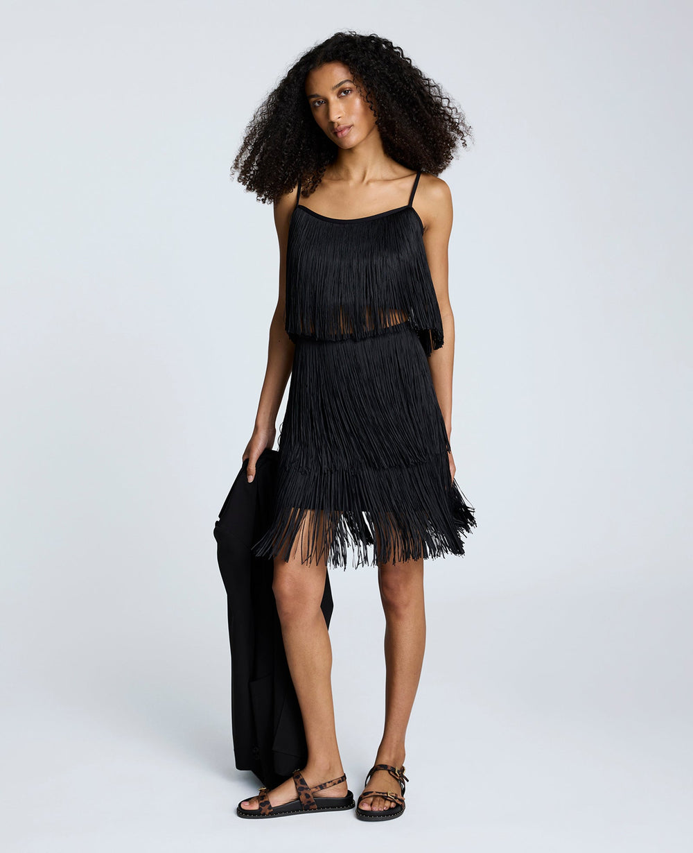 Fringe Cami Tank Black