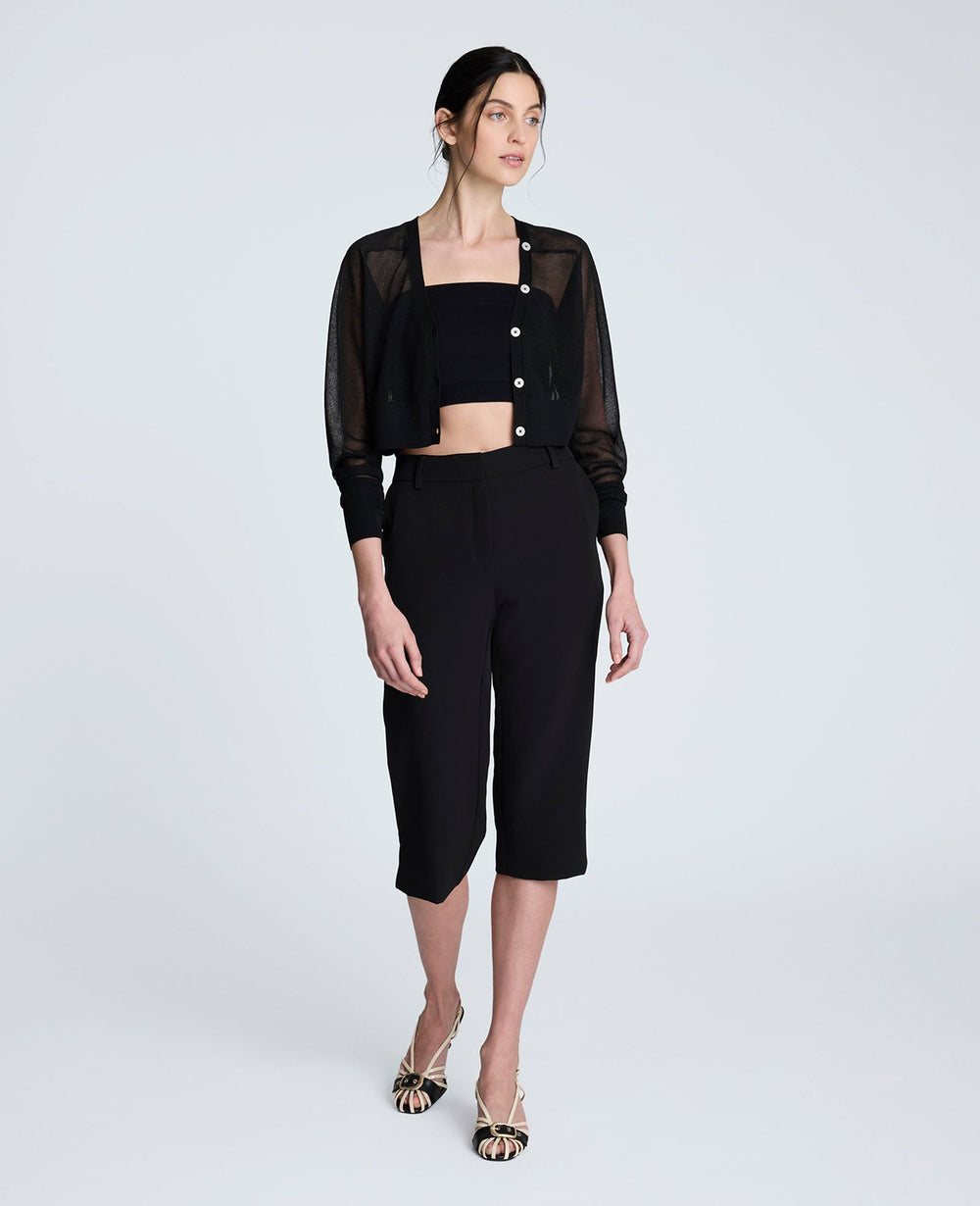 Fly Front Invisible Zipper Pedal Pusher Pant Black