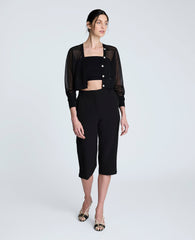 Fly Front Invisible Zipper Pedal Pusher Pant Black