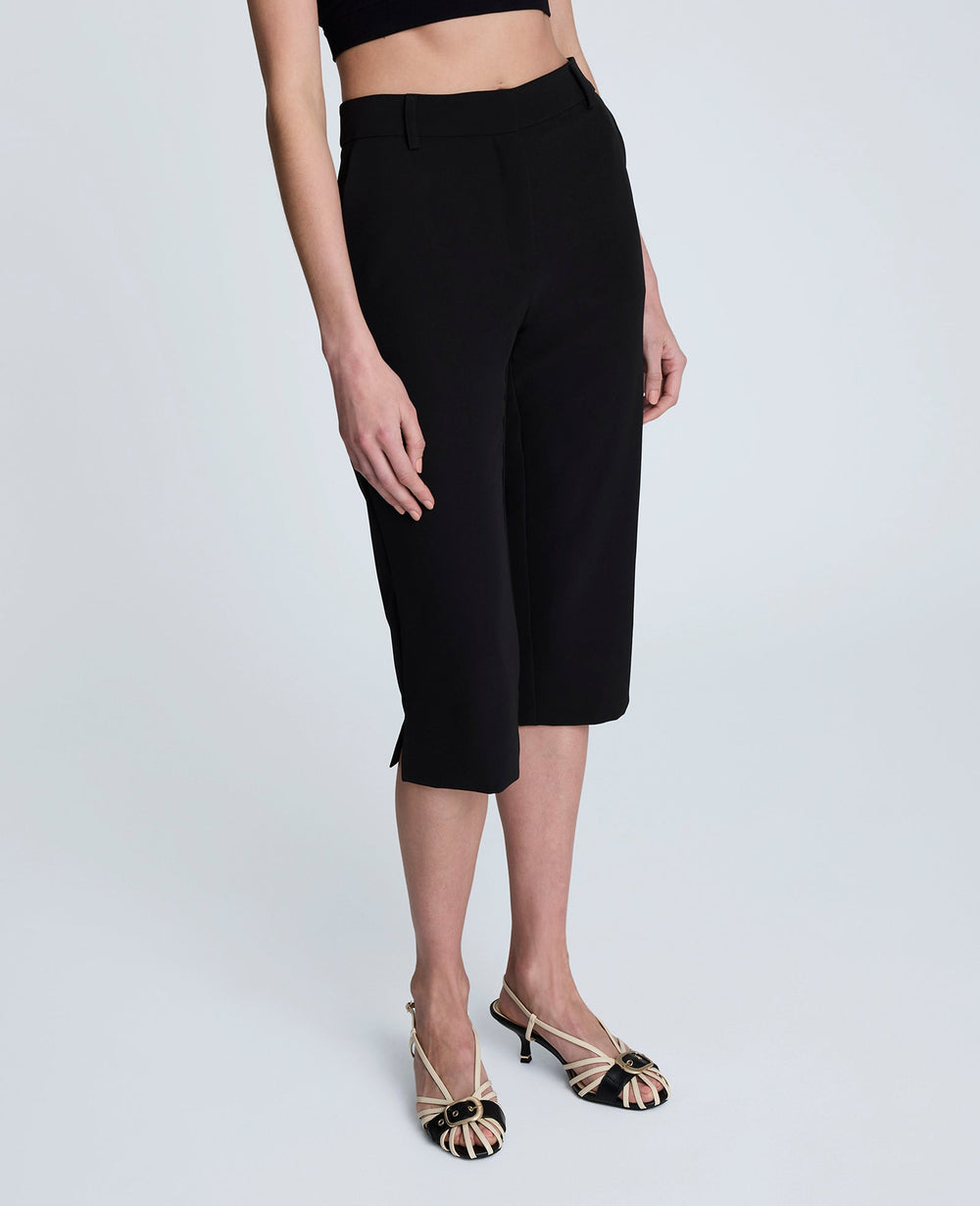 Fly Front Invisible Zipper Pedal Pusher Pant Black