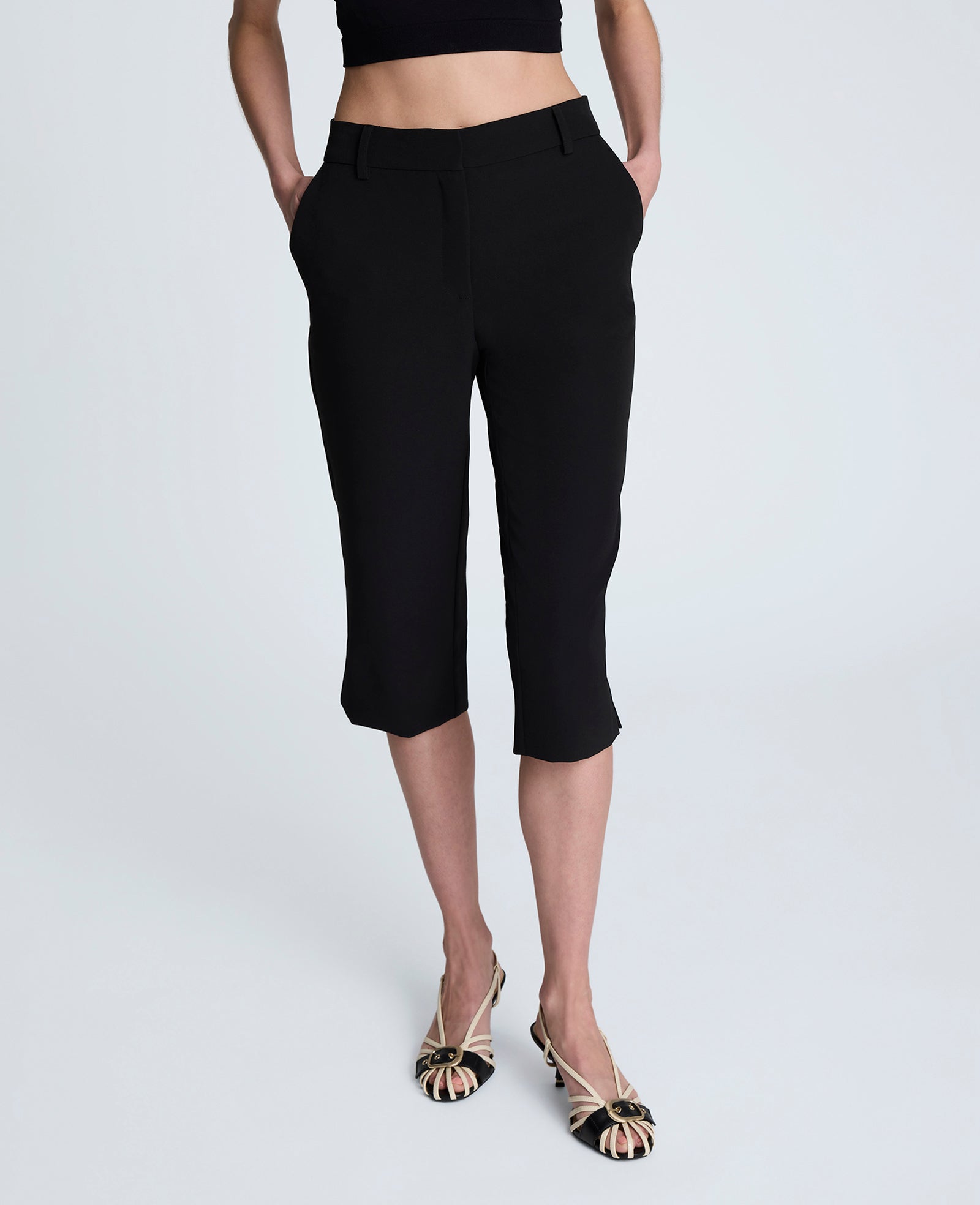 Fly Front Invisible Zipper Pedal Pusher Pant Black