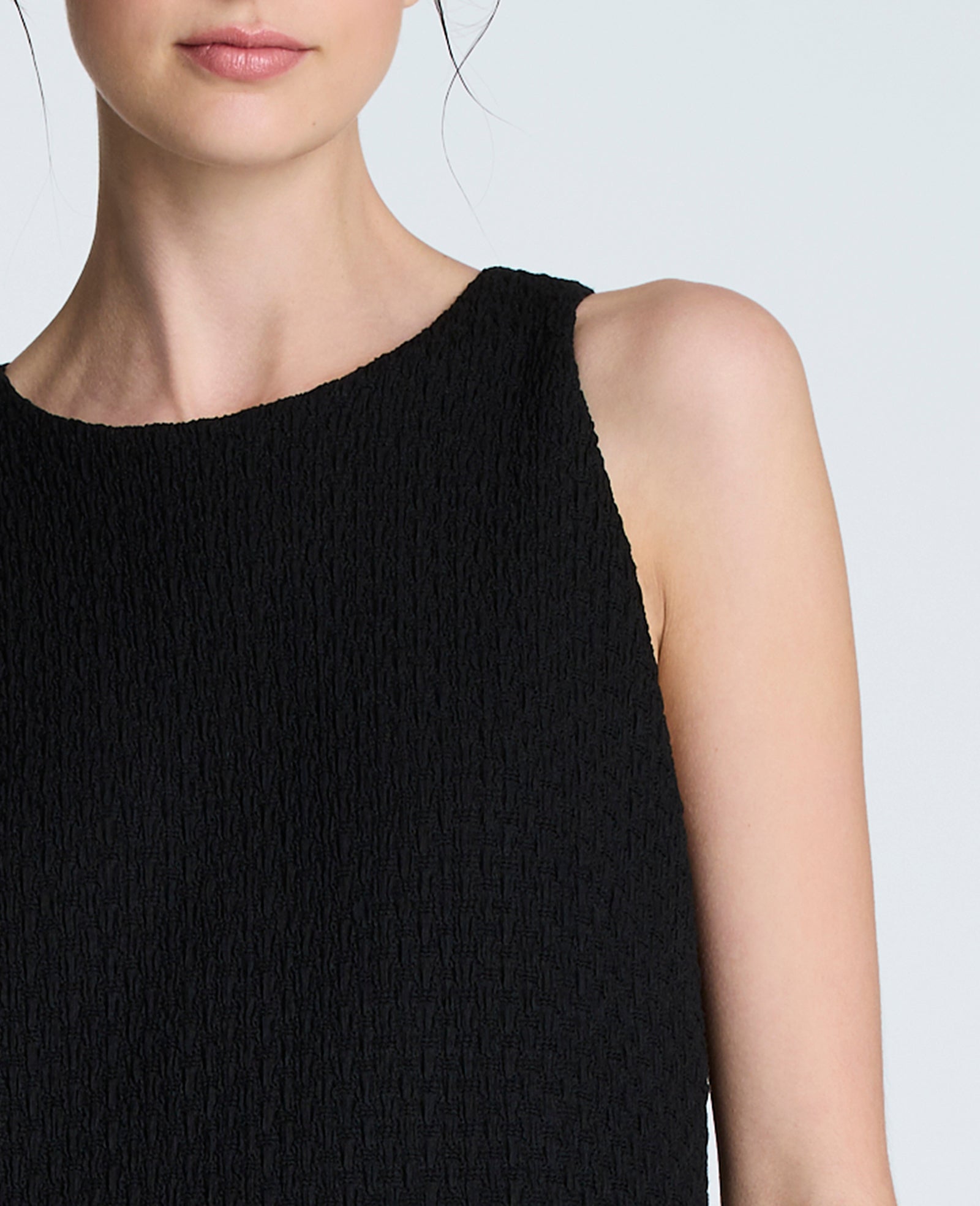 Shift Knit Dress with Fringe Hem Detail Black