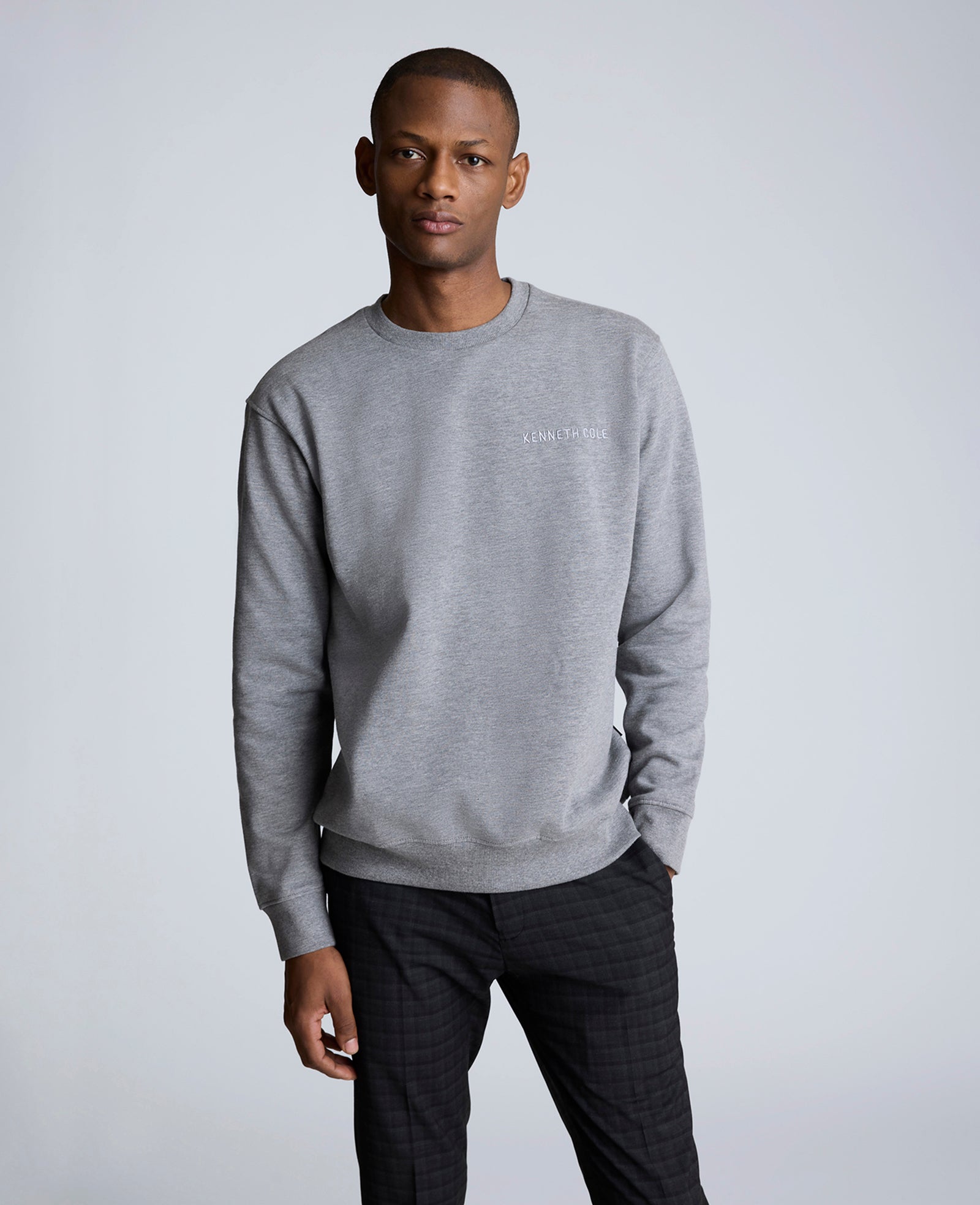 Site Exclusive! Kenneth Cole Embroidered Logo Sweatshirt Char-Cole Heather