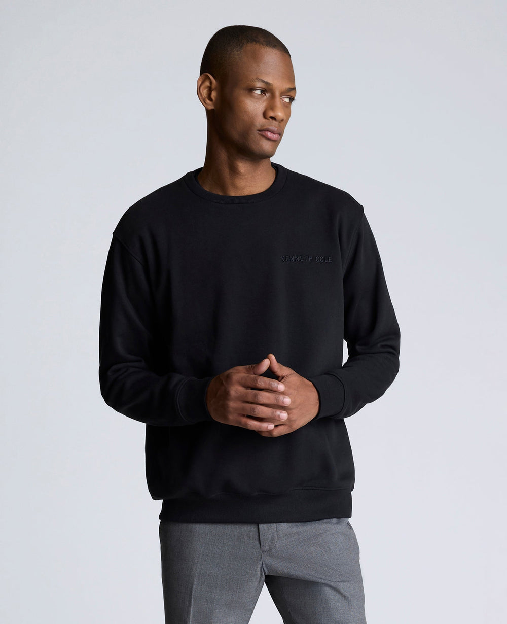 Site Exclusive! Kenneth Cole Embroidered Logo Sweatshirt Black