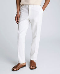 Linen Blend Slim Fit Flat Front Chino Pant White