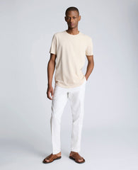 Linen Blend Slim Fit Flat Front Chino Pant White
