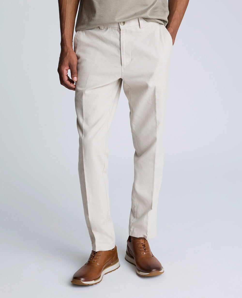 Linen Blend Slim Fit Flat Front Chino Pant String