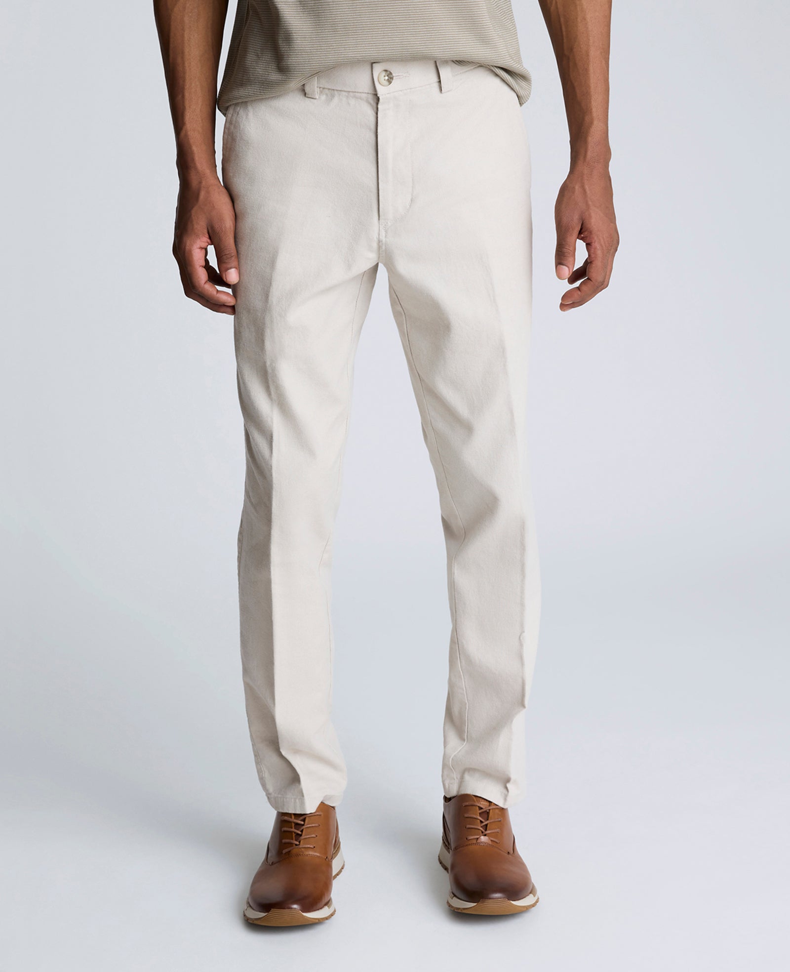 Linen Blend Slim Fit Flat Front Chino Pant String