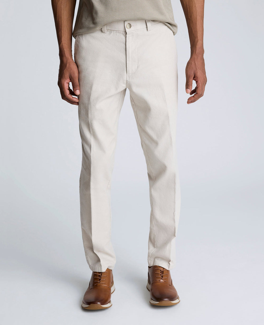 Linen Blend Slim Fit Flat Front Chino Pant String