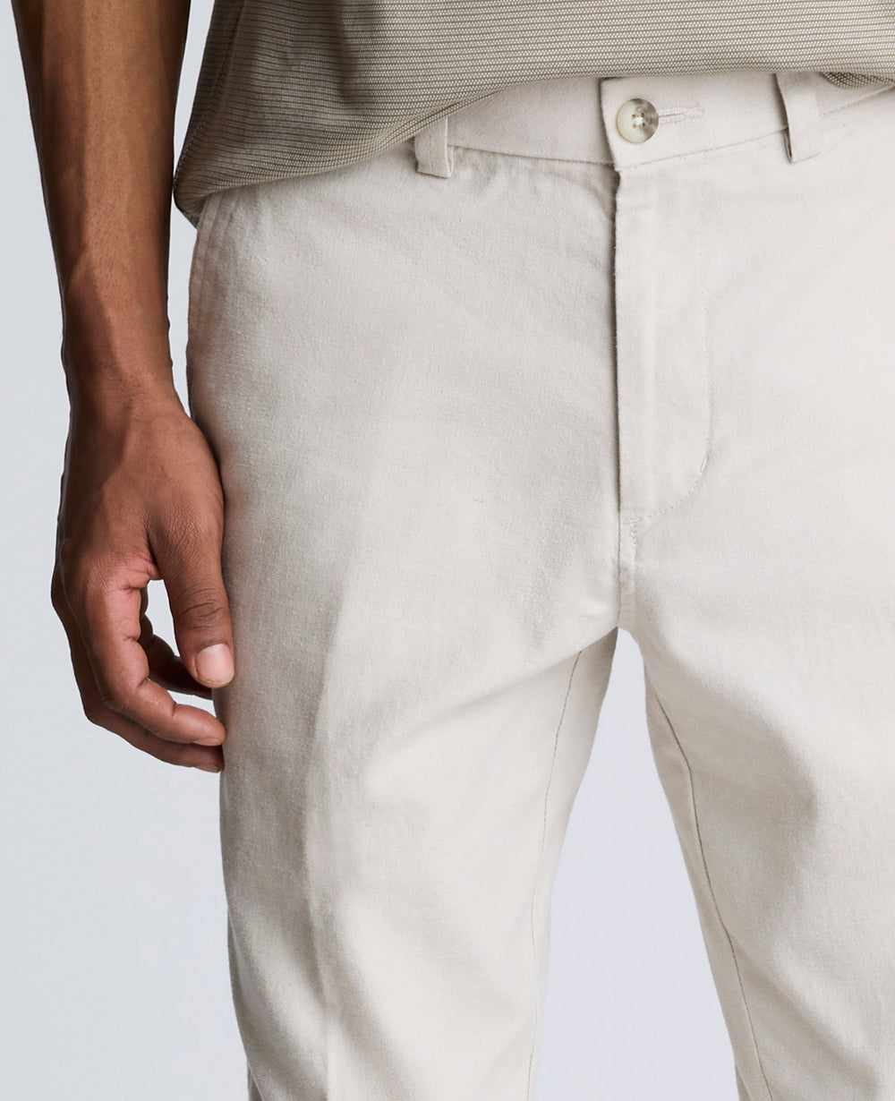 Linen Blend Slim Fit Flat Front Chino Pant String