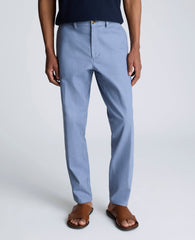 Linen Blend Slim Fit Flat Front Chino Pant Med Blue