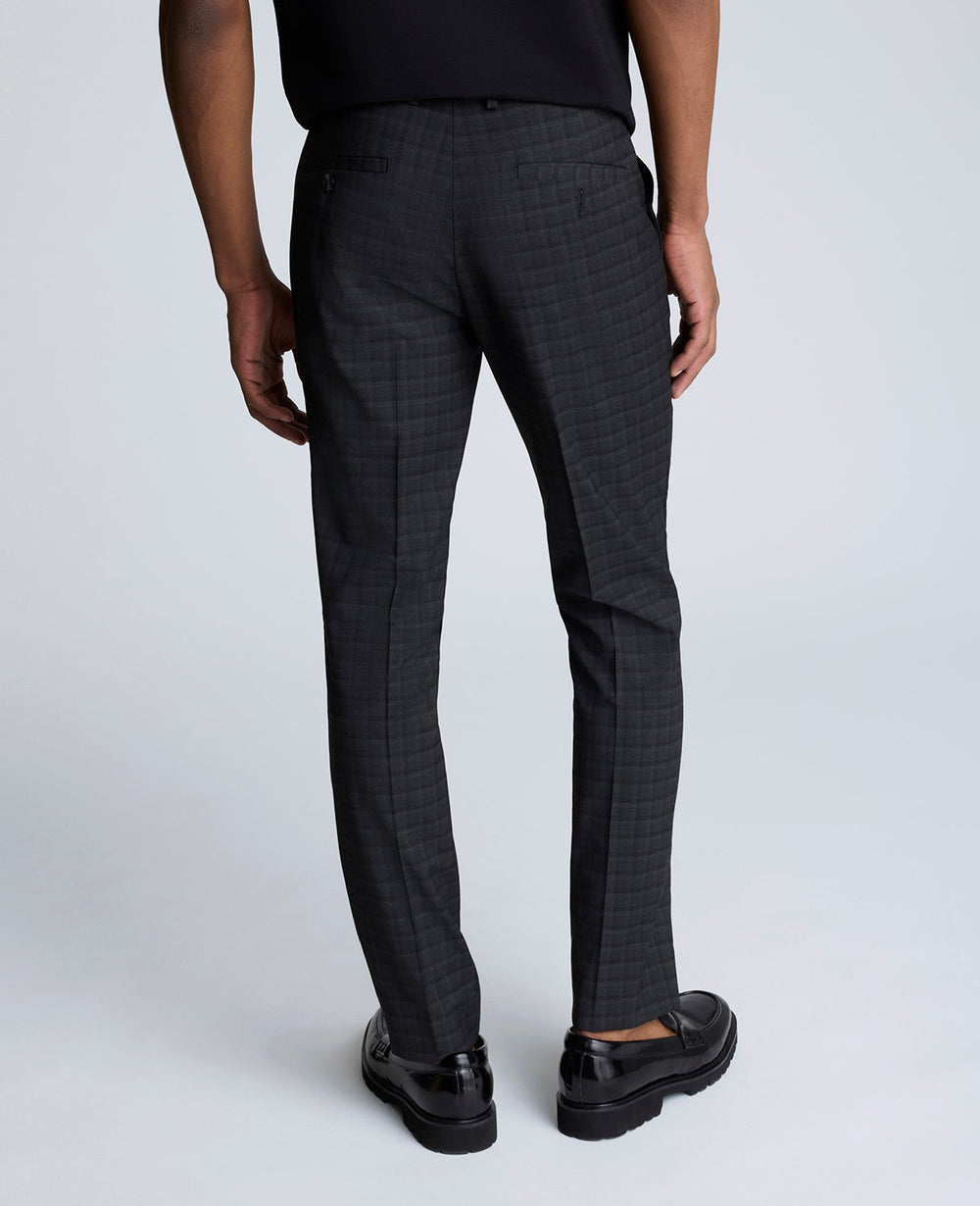 Skinny Fit Shadow Plaid Dress Pant Black
