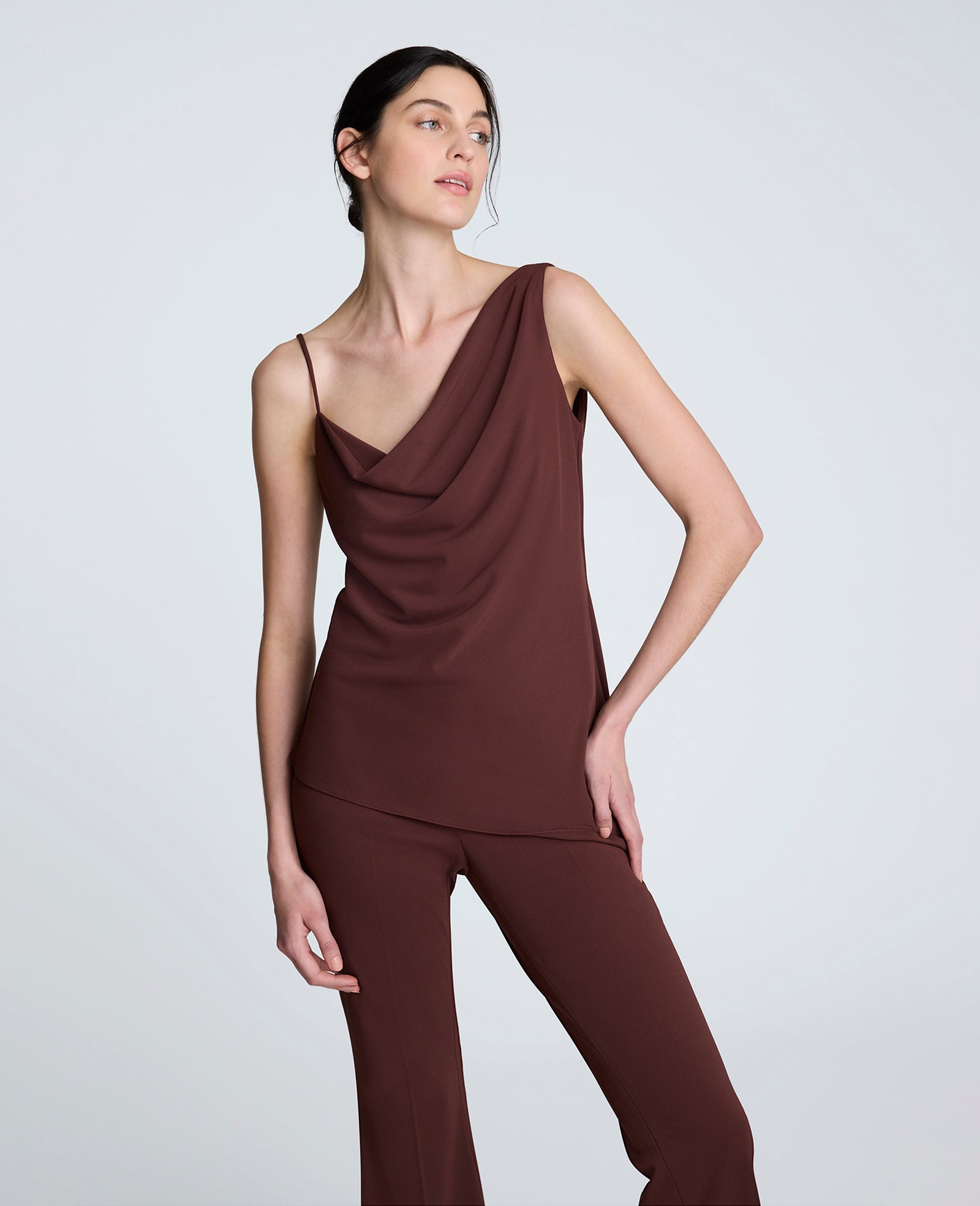 Asymmetrical Pull Over Cami Burgundy Spice