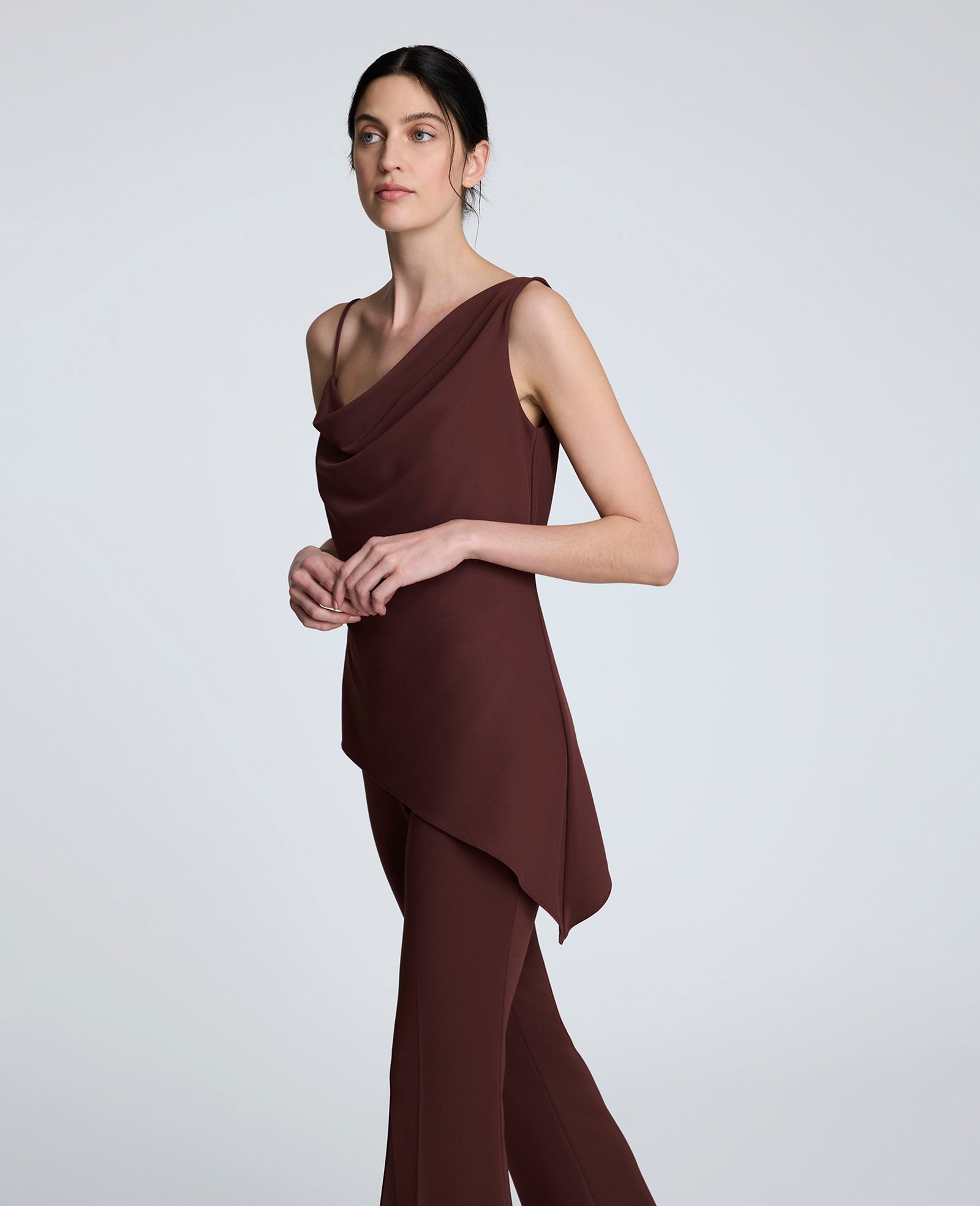Asymmetrical Pull Over Cami Burgundy Spice