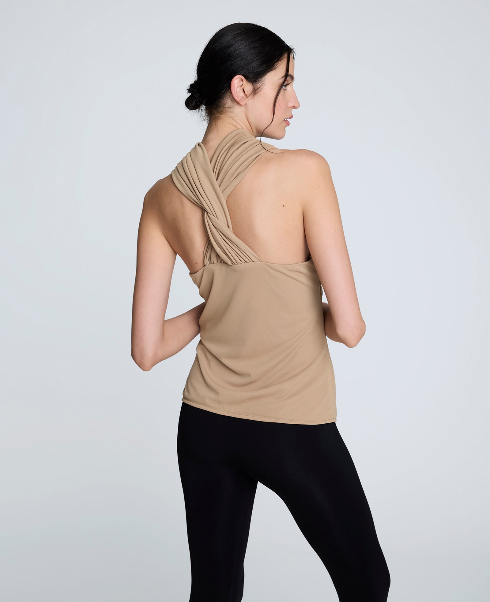 Criss Cross Neck Tank Top Soft Amber