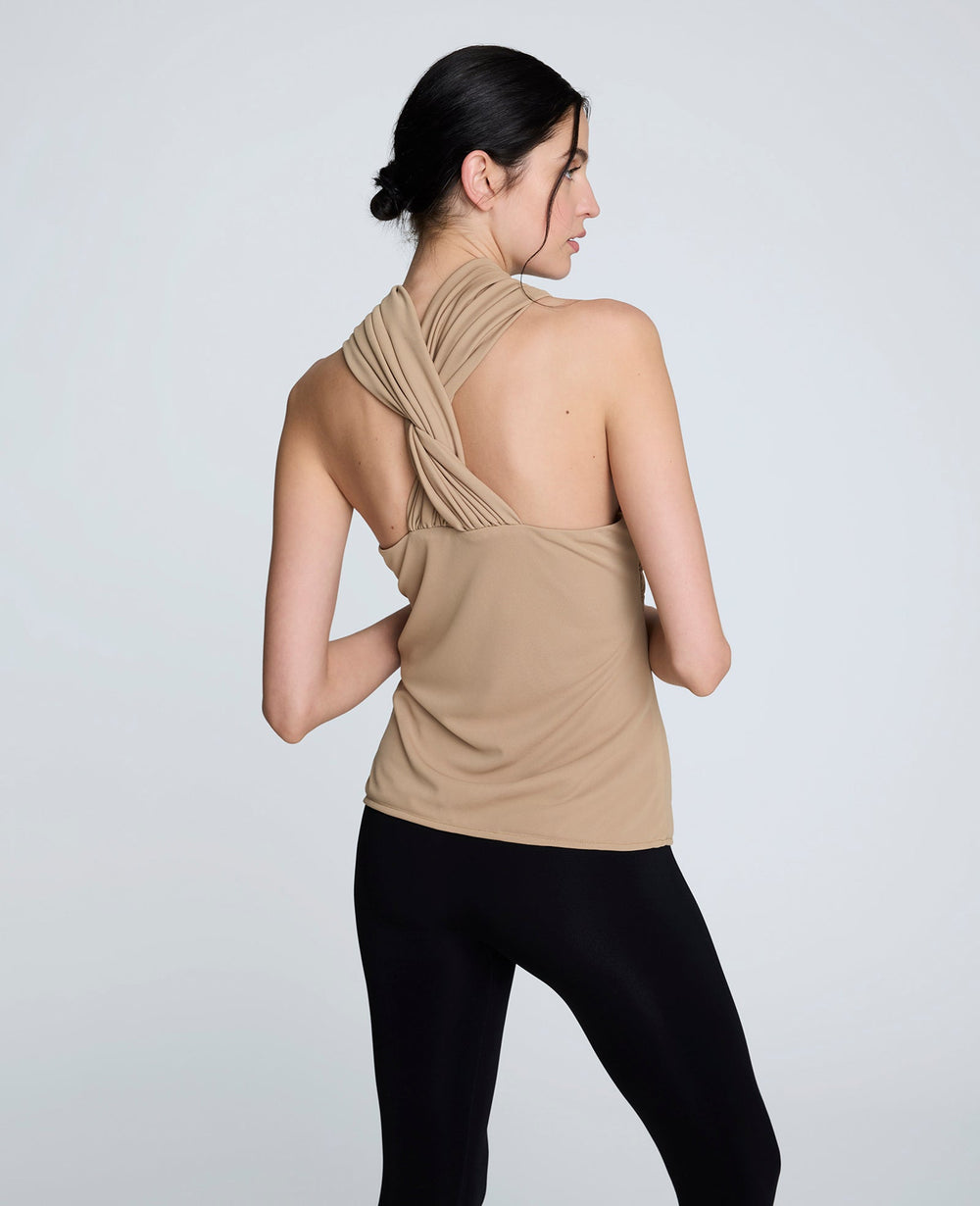 Criss Cross Neck Tank Top Soft Amber