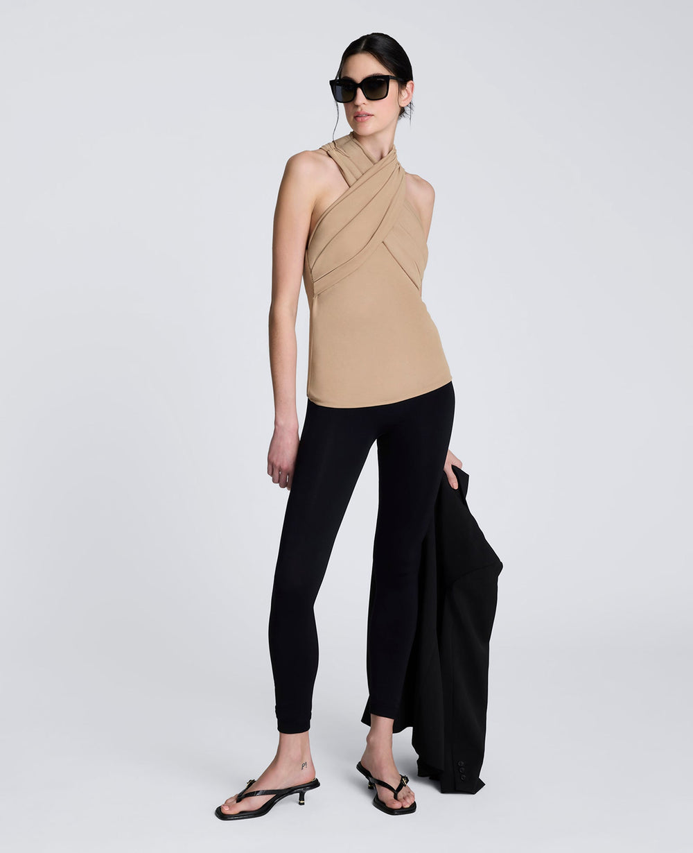 Criss Cross Neck Tank Top Soft Amber