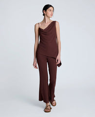 Pull-On Hollywood Waist Flared Leg Pants Burgundy Spice