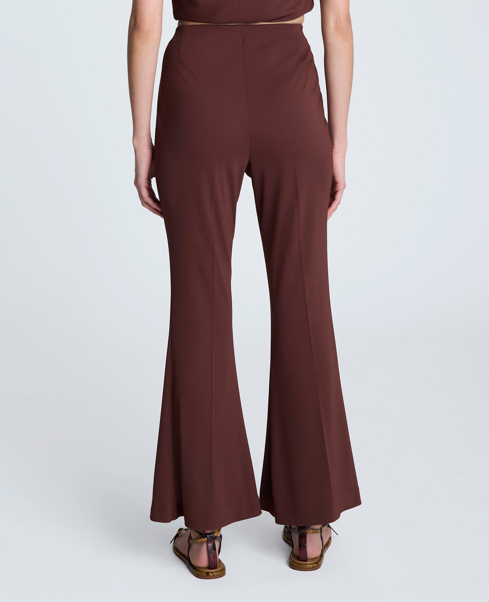 Pull-On Hollywood Waist Flared Leg Pants Burgundy Spice