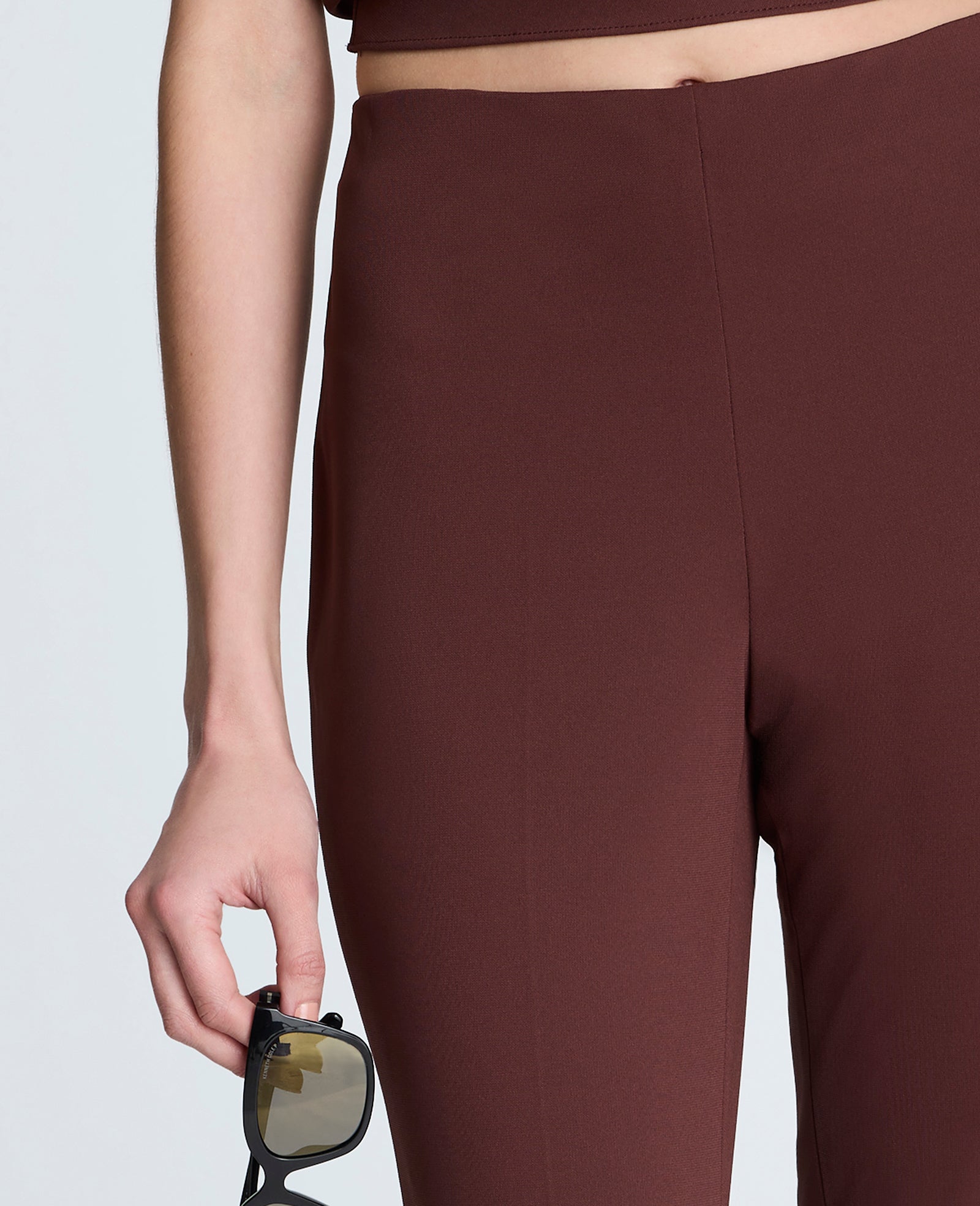 Pull-On Hollywood Waist Flared Leg Pants Burgundy Spice