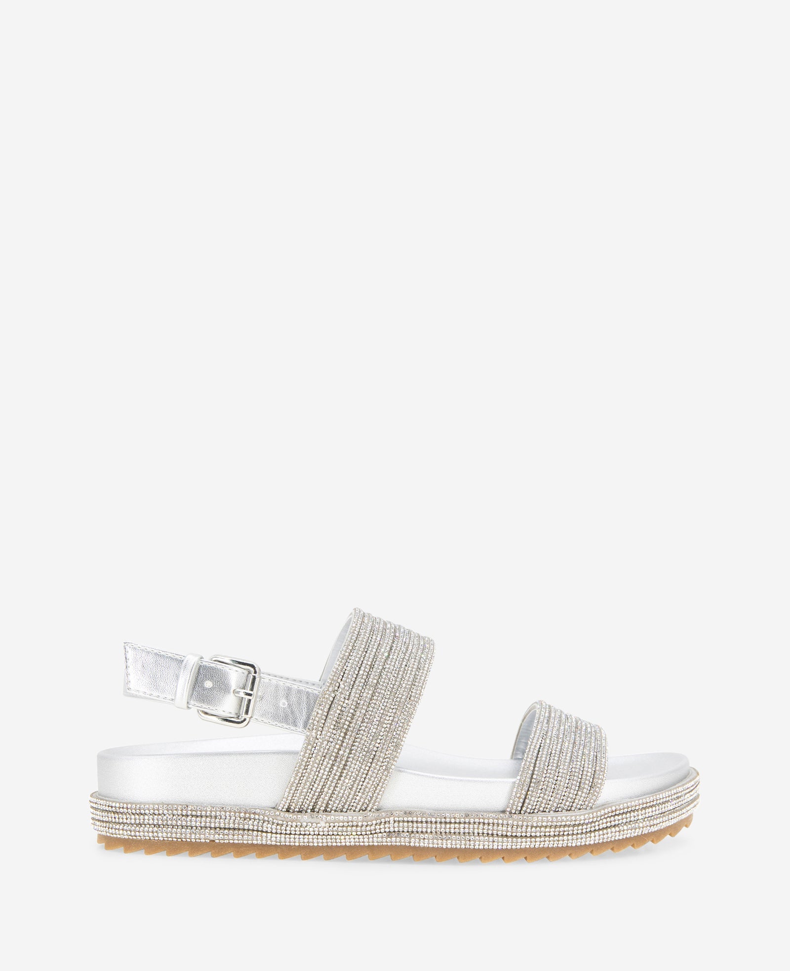 REACTION - Debra Two Band Crystal Sandal Silver/Crystal