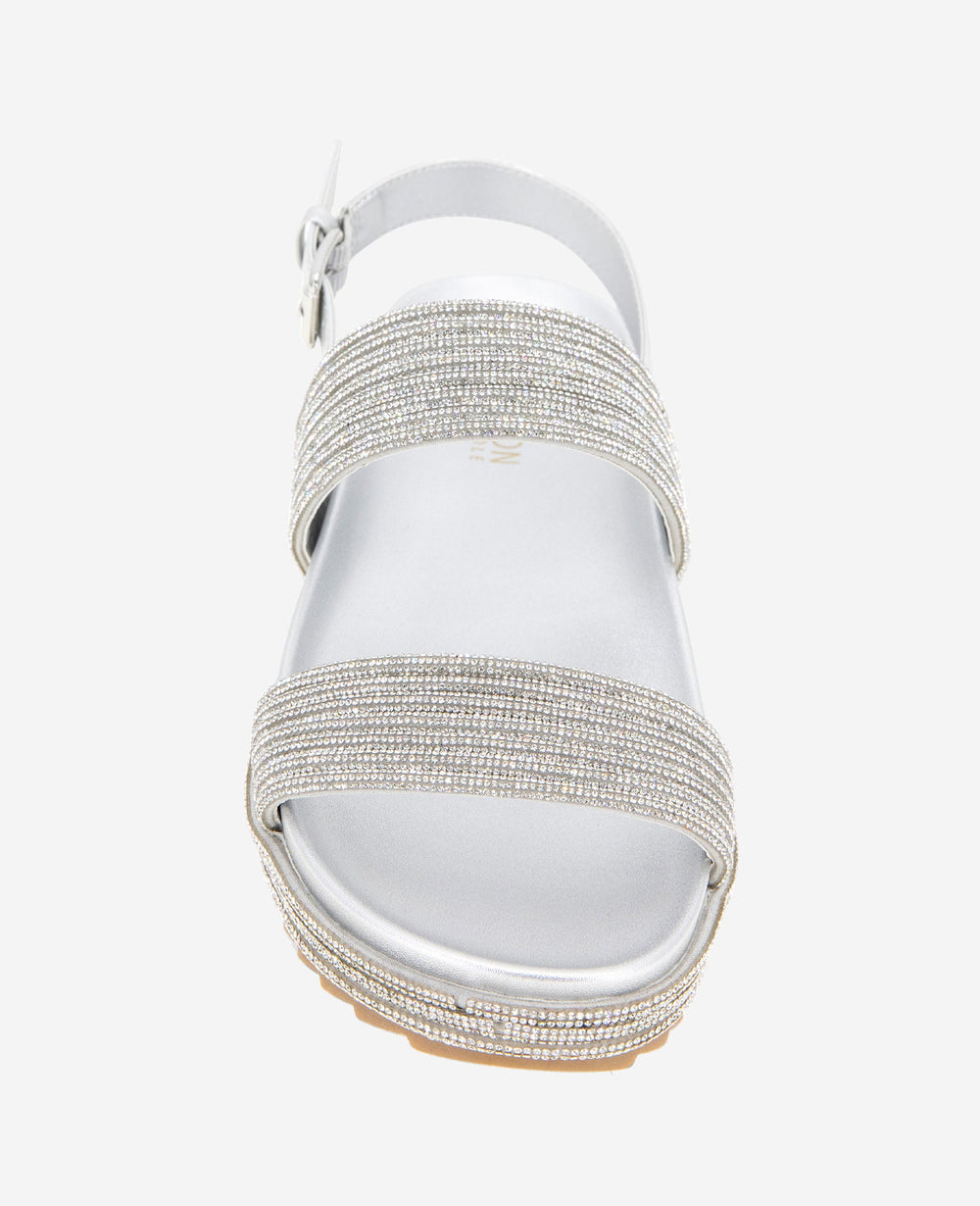 REACTION - Debra Two Band Crystal Sandal Silver/Crystal