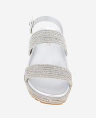 REACTION - Debra Two Band Crystal Sandal Silver/Crystal