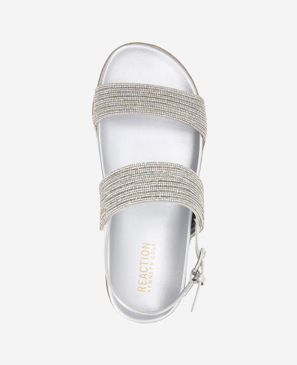 REACTION - Debra Two Band Crystal Sandal Silver/Crystal